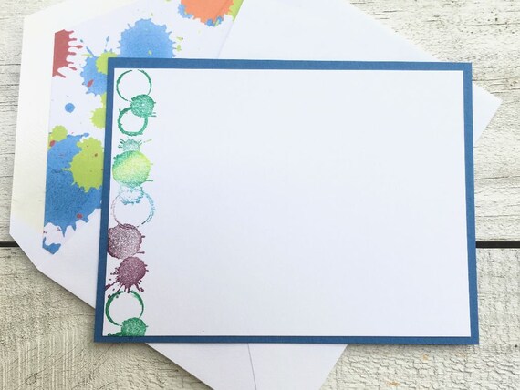 Paint Splatter Cards Splatter Stationery Colorful Cards | Etsy