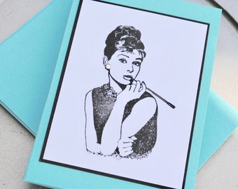 Audrey Hepburn Note Card - Audrey Hepburn Card - Audrey Hepburn Stationery - Folded Note Cards - Blank Note Cards - Breakfast at Tiffany's