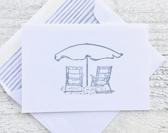 Beach Chair Cards - Beach Note Cards - Beach Stationery - Beach Chair Notes - Beach Cards - Salt Life Cards -  Salt Life Stationery