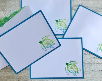 Sea Turtle Note Cards Sea Turtle Stationery Nautical Note Cards Beach Note Cards Personalized Stationery Thank You Cards Set of 8