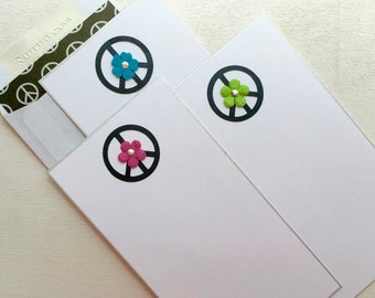 Note Cards, Peace Sign Stationery, Personalized Note Cards, Modern Note Cards, Peace Sign Note Cards, Handmade, Set of 8