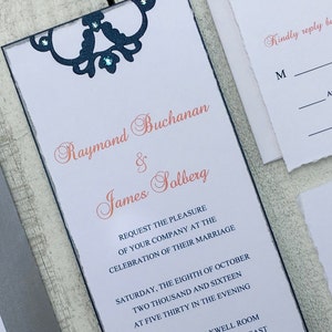 Wedding Invitation Elegant Invitation Vintage Invitation Custom Invitation Black Tie Invitation Handmade Invitation image 3