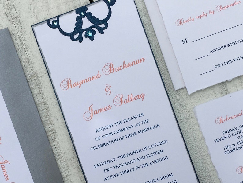 Wedding Invitation Elegant Invitation Vintage Invitation Custom Invitation Black Tie Invitation Handmade Invitation image 3