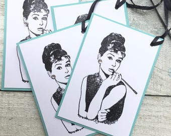 Audrey Hepburn Gift Tags - Audrey Hepburn Stationery - Thank You Gift Tags -  Audrey Hepburn - Gift Tags - Party Tags-Breakfast at Tiffany's