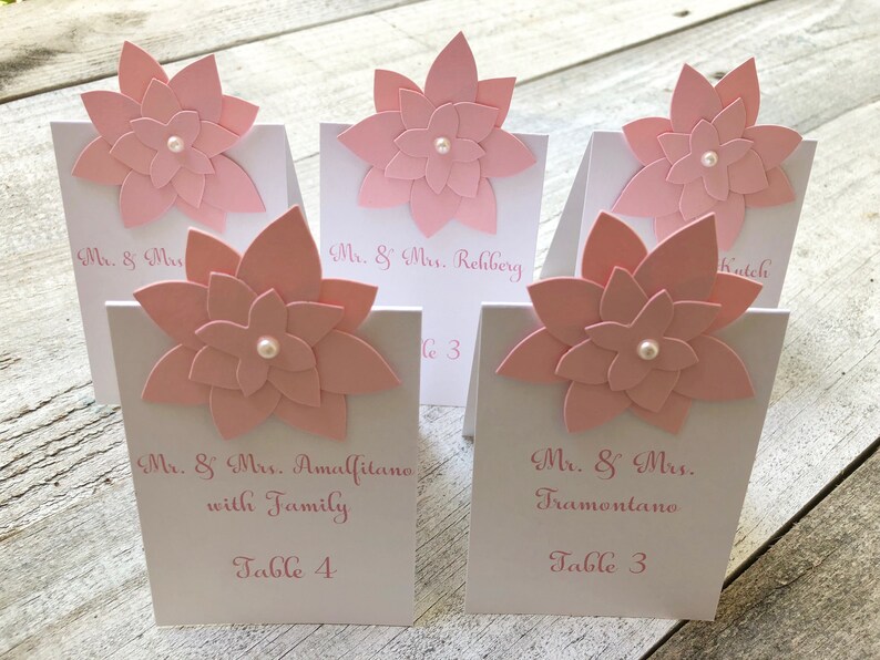 Elegant Seating Cards, Wedding Seating Cards, Escort Cards, Event Cards, Floral Seating Cards, Pink Seating Cards, Affordable, Chic, Folded image 2