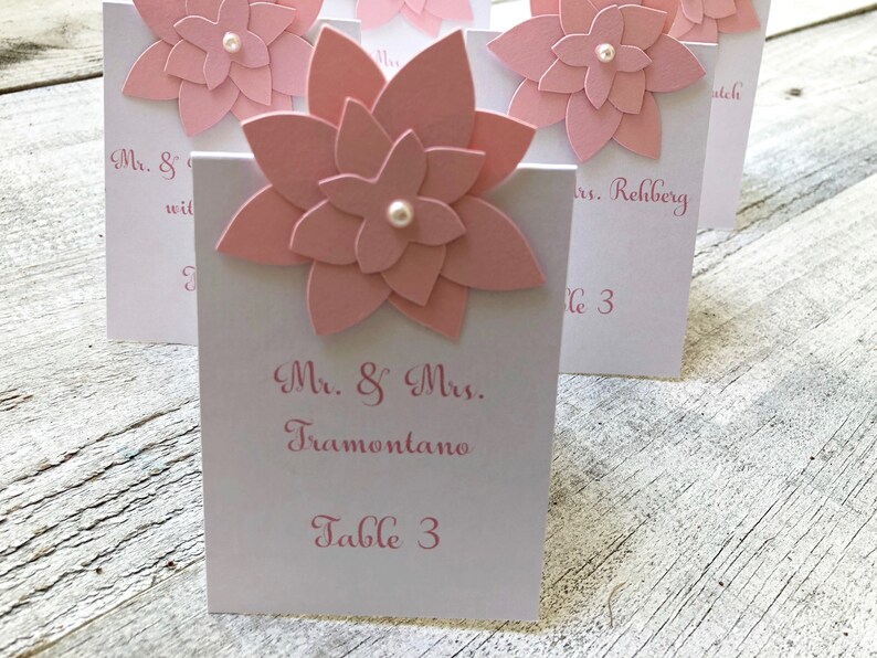 Elegant Seating Cards, Wedding Seating Cards, Escort Cards, Event Cards, Floral Seating Cards, Pink Seating Cards, Affordable, Chic, Folded image 1