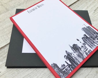 New York City Sky Line Note Cards, New York City Note Cards, Men's Personalized Stationery,  Note Cards, Thank You Cards, Set of 8