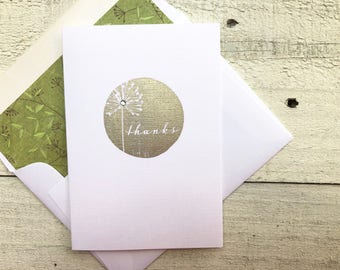 Thank You Note Card - Thank You Cards - Thank You Stationery - Dandelion  Cards - Dandelion Note Cards - Dandelion Stationery -