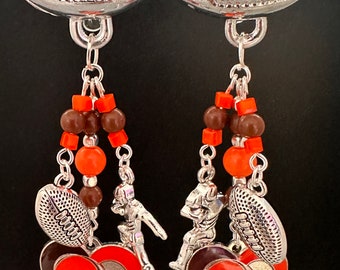 Cleveland Brown’s earrings.  Super fun lightweight earrings. Approximately 2 inches long. CheerfulEarful Available in posts or clips