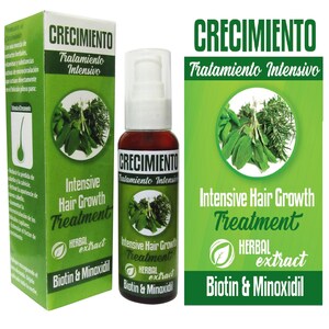 2oz Hair Growth Lotion Treatment spray for Loss or Hair thinning Biotin Minoxidil Ginger Escobillo