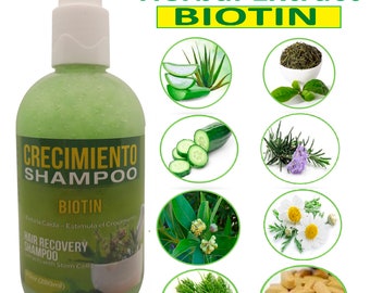 CRECIMIENTO Shampoo 7 HERBAL & Biotin For Hair Loss 1 bottle size 9oz Promotes Hair Growth