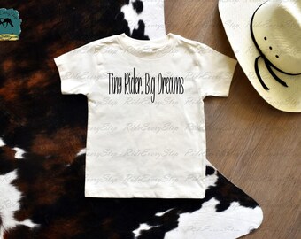 Tiny Rider. Big Dreams Infant and toddler Apparel, Youth Equestrian, Leadline, and Horse Lover Kids T-shirt