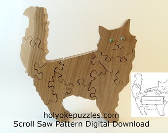 Fluffy Cat Puzzle Patterns  PDF PNG SVG Digital download