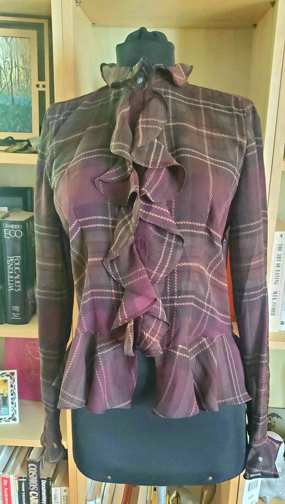 Vintage deadstock Chaps Lauren Shear Ruffled Blous