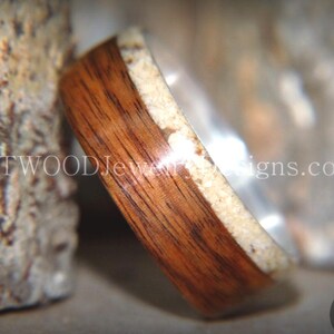 Bentwood Ring - Rosewood and Offset Beach Sand Inlay on Silver Core
