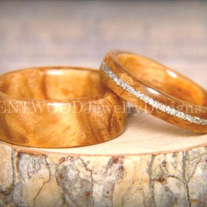 Bentwood Rings - &quot;Classic Couple&quot; Bethlehem Olivewood Wood Rings with Glass Inlays