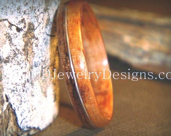 Ring van gebogen hout en palissander met zilverdraadinleg