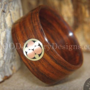 Bentwood Ring - &quot;Metal Mosaic&quot; Kingwood Ring and Custom Copper Brass Mosaic Inlay