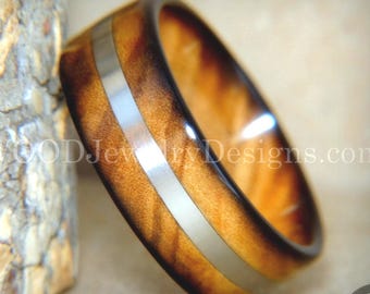 Bentwood Ring - "Ole Smoky Silver" Olive Wood with Silver Inlay