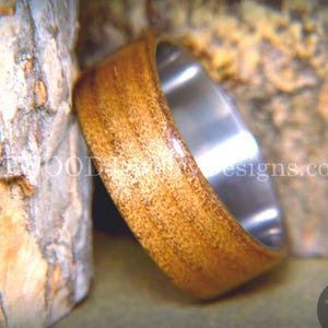 Bentwood Ring - "Preserved" Ancient Kauri Wood Ring on Titanium Comfort Fit Metal Core