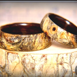 Buckeye Burl Bentwood Ring Set: Ebony Core Wood Rings