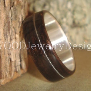 Ebony Bentwood Ring: Silver Core, Guitar String Inlay