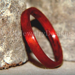 Bentwood Ring - &quot;Vermillion&quot; Bloodwood Classic Bentwood Ring