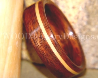 Bentwood Ring - Rosewood Wood Ring with Maple Inlay