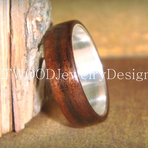 Handmade Macassar Ebony Bentwood Ring - Fine Silver Core