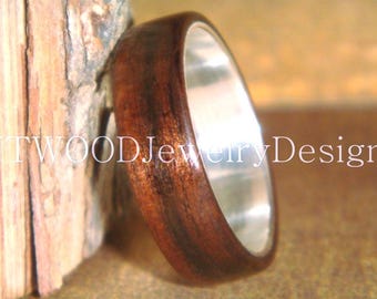 Handmade Macassar Ebony Bentwood Ring - Fine Silver Core