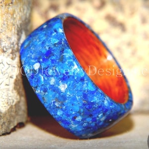 Bentwood Wood Ring - Rosewood Wood Ring with Full Blue Lapis Inlay