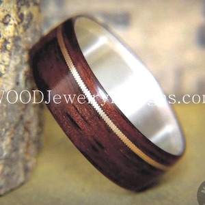 Ebony Bentwood Ring: Fine Silver Core, Bronze Guitar String Inlay