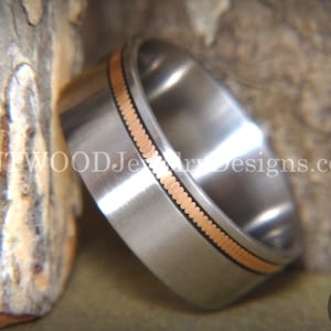 Bentwood Bronze Guitar String Inlay on Titanium Comfort Fit Metal Core