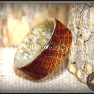 Bentwood Antler Ring - "The Whiskey Hunter" Whiskey Oak Barrel on Antler