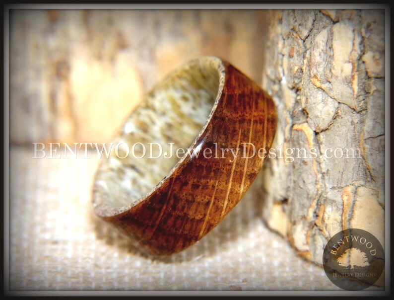 Bentwood Antler Ring - "The Whiskey Hunter" Whiskey Oak Barrel on Antler