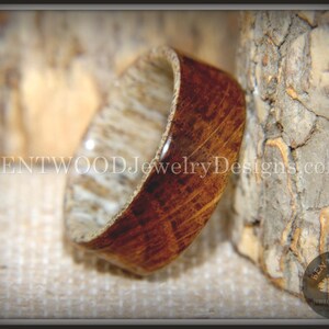 Bentwood Antler Ring - "The Whiskey Hunter" Whiskey Oak Barrel on Antler