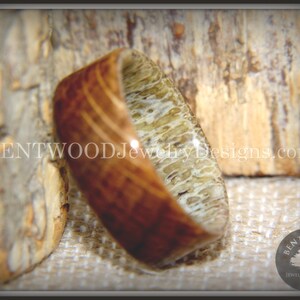 Bentwood Antler Ring - "The Whiskey Hunter" Whiskey Oak Barrel on Antler
