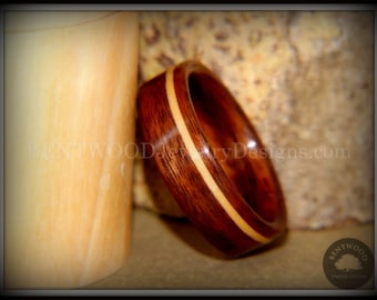 Bentwood Ring - Rosewood Wood Ring with Maple Inlay durable and beautiful wooden engagement ring, wood wedding ring or wood ring gift.