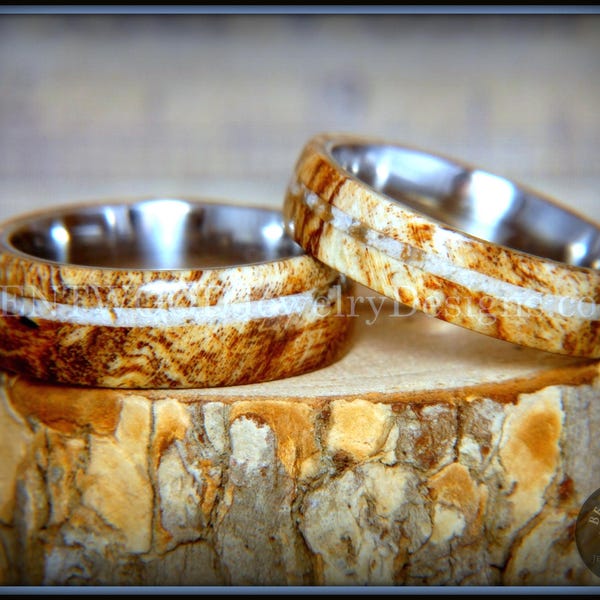 Maple Burl Bentwood Ring: Titanium Core, Pet Cremation Ash Inlay