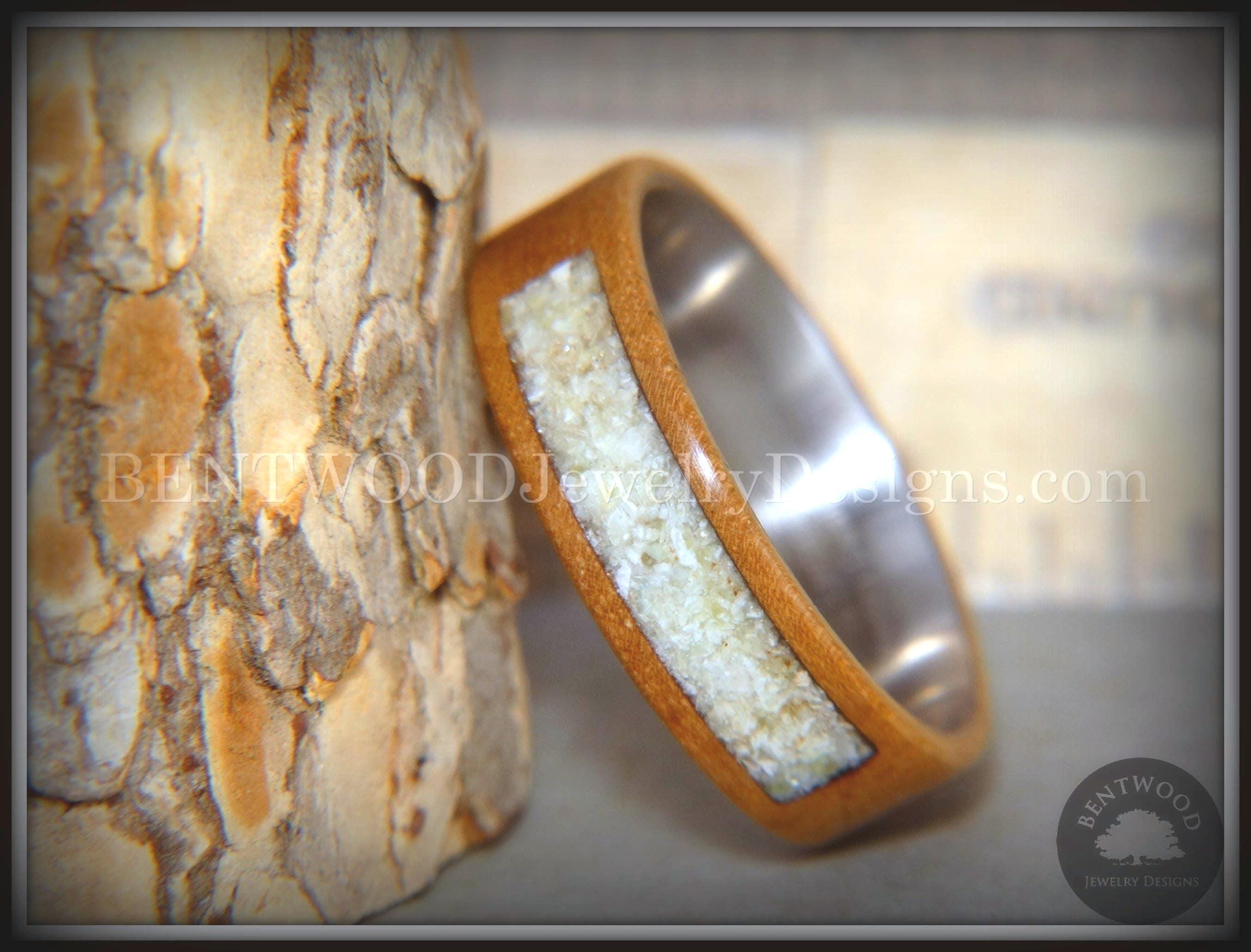 Bentwood Ring - "Pillar" European Walnut Wood Ring with Connemara Marble Inlay
