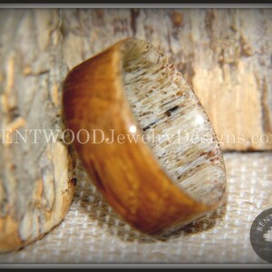 Bentwood Antler Ring - "The Whiskey Hunter" Whiskey Oak Barrel on Antler