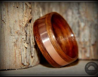 Bentwood Indian Rosewood Ring with Flat Copper Inlay crafted by steam bending for an extremely durable and beautiful wood ring.