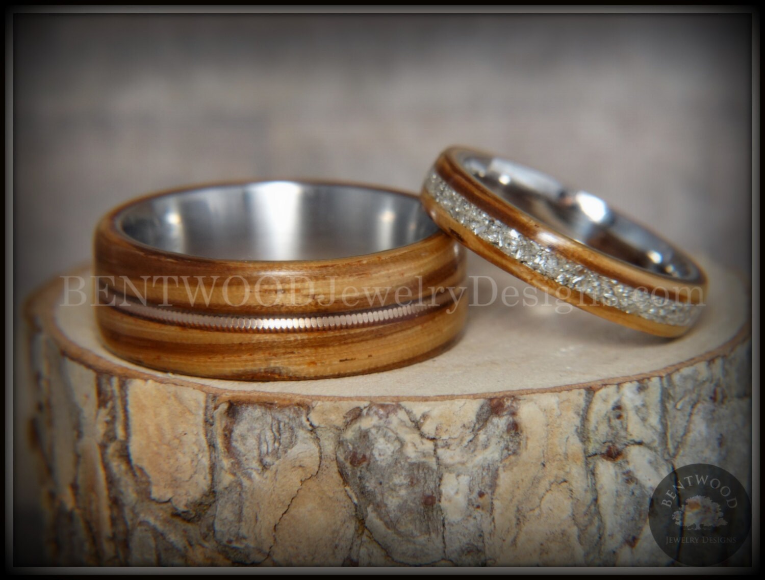 Bentwood Rings striped Couple Zebrawood Wooden Rings Bronze
