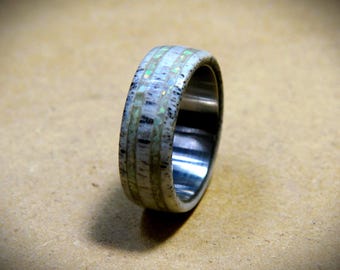 SIZE 8.5 - Antler Opal Inlays Stainless Steel Core