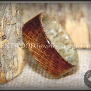 Bentwood Antler Ring - "The Whiskey Hunter" Whiskey Oak Barrel on Antler