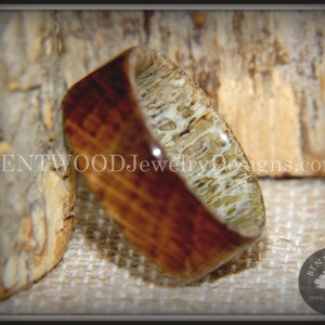 Bentwood Antler Ring - "The Whiskey Hunter" Whiskey Oak Barrel on Antler