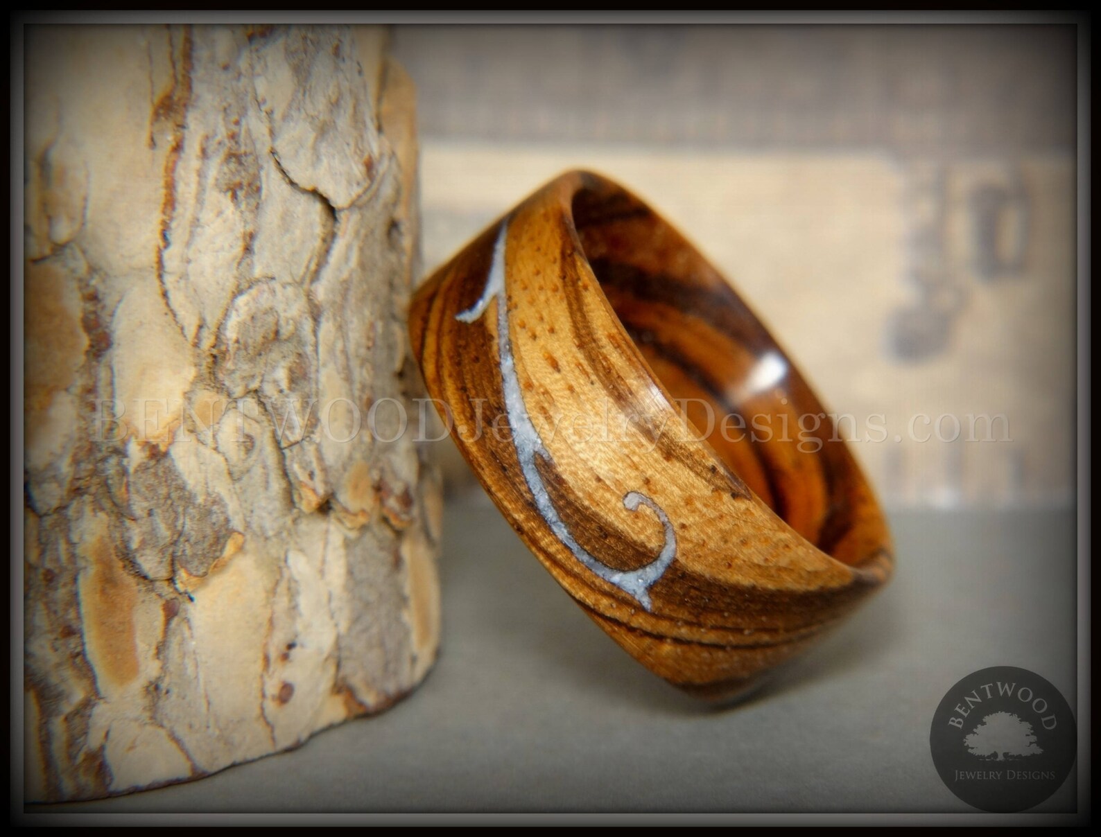 Bentwood Ring scroll Zebrawood Ring With Mother Etsy