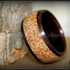 Bentwood Ring - Macassar Ebony with Golden Bronze Glass Inlay