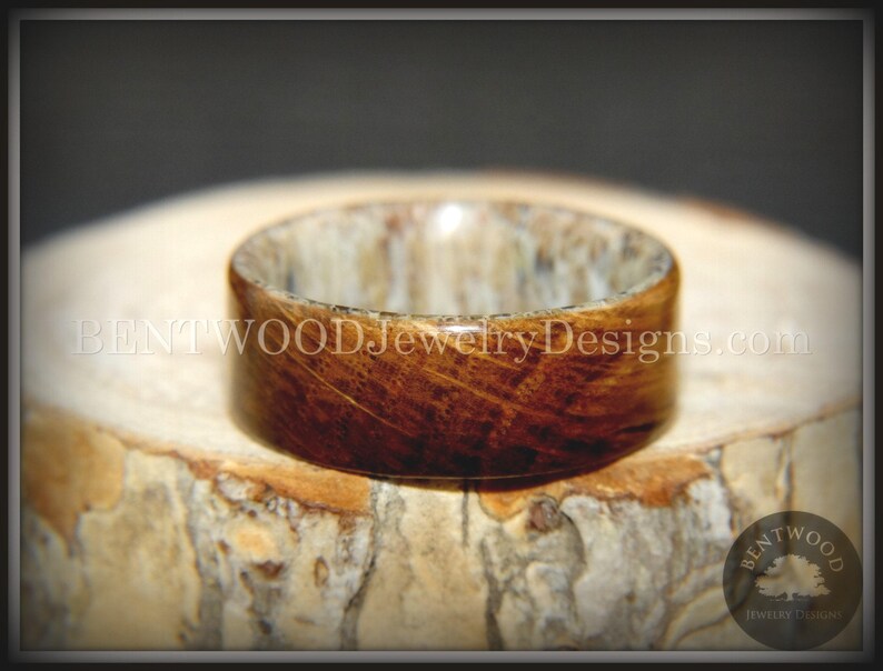 Bentwood Antler Ring - "The Whiskey Hunter" Whiskey Oak Barrel on Antler