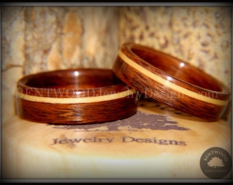 Bentwood Rings Set - Rosewood Wooden Rings with Maple Inlay using my bentwood steam process for very durable wood rings.